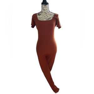 NWT Ribbed Catsuit | Rust One-Piece | Stretchy & Flattering Fit – S, L, XL